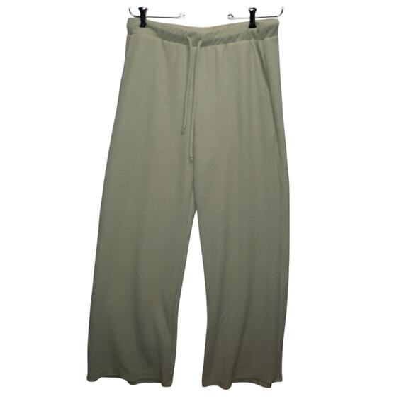 Gilli Wide Leg Knit Pants L Sage Green Built-In Shorts Stretch Waist Boho Lounge - Picture 1 of 10